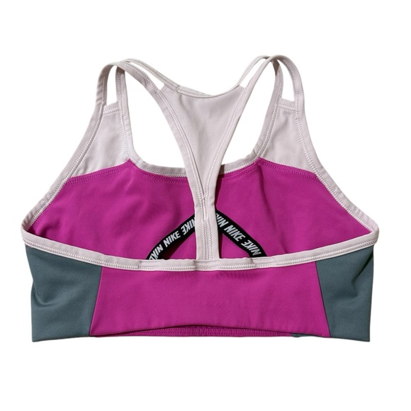 Nike Swoosh Women’s Active Fuchsia Grey White Athletic Sports Bra Size Medium - Picture 4 of 5